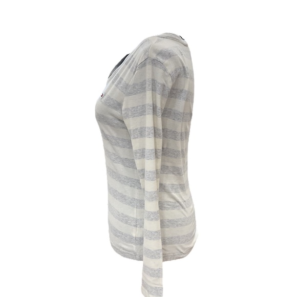 Tommy Hilfiger White & Grey Striped Long Sleeve Vintage Shirt - Picture 2 of 6